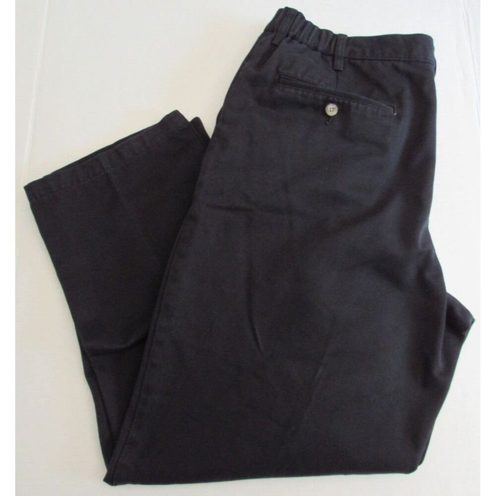 Mens Basic Editions Elastic Waist Mid Rise Black Pants Size 36 x 30 - Picture 2 of 3